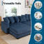 Canapé-lit en velours côtelé l 101 po avec 2 repose-pieds-1835911589