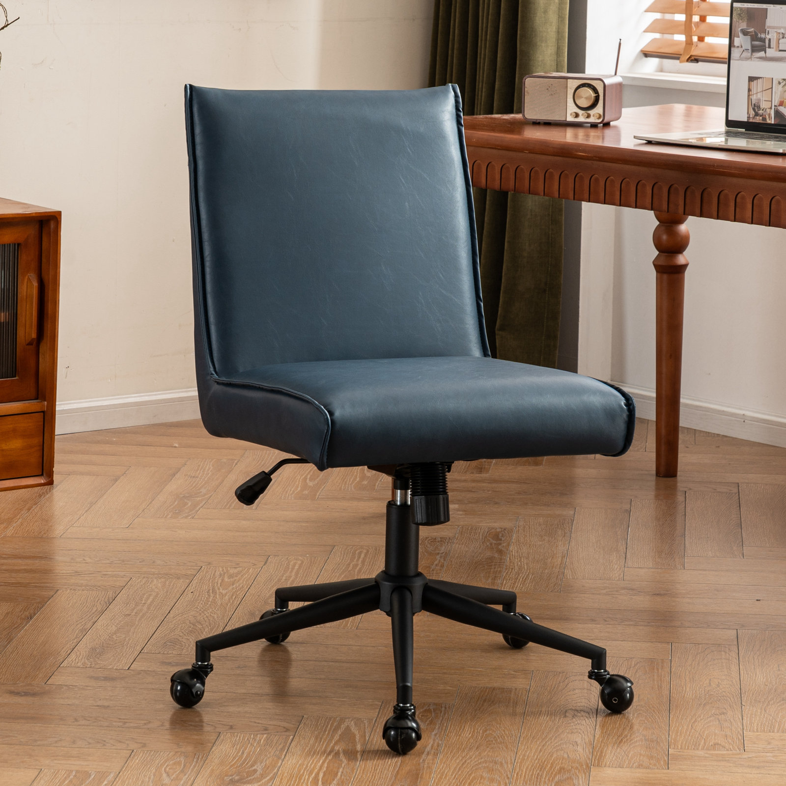 Claudie Office Chair, Navy Faux Leather