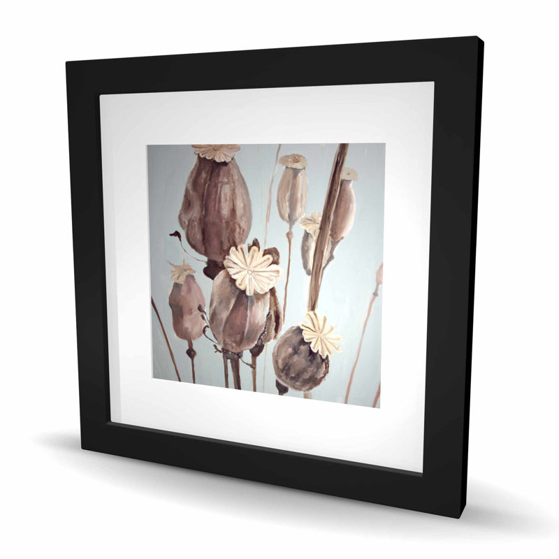 Sépia, coquelicot imprimé de fleurs - décor de maison de campagne blanche, H 16 po x l 16 po
