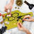 Ambesonne Honeycomb Tempered Glass Cutting Board Hexagons with Bee Simple Yellow and Black