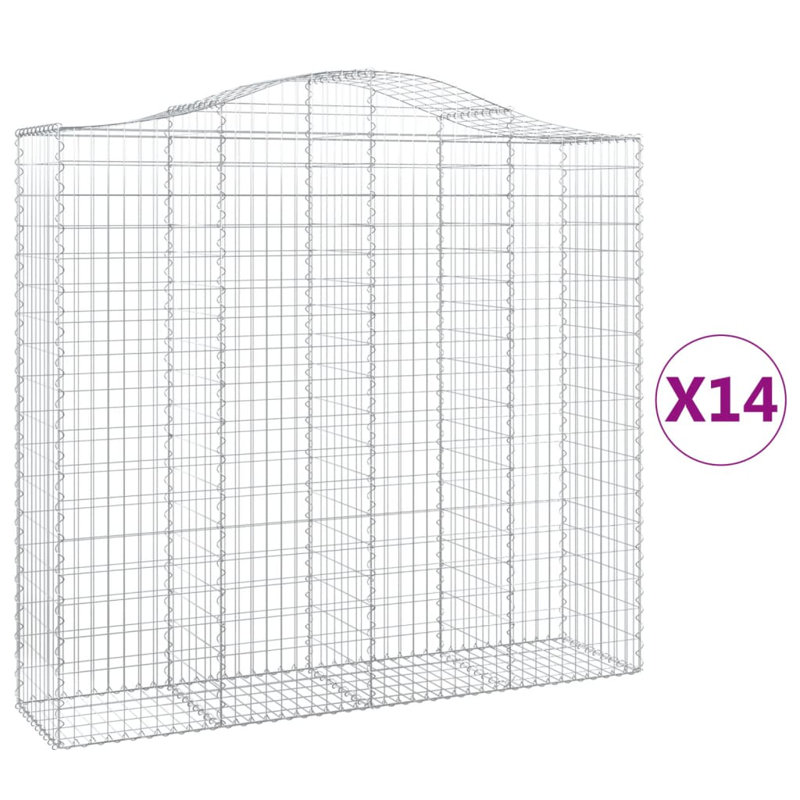 Bitha Silver Metal Arched Gabion Baskets, 14, 100cm H x 200cm W x 50cm D