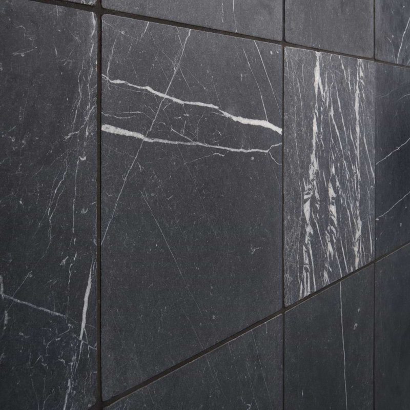 Ornate 12 In. X 12 In. Tumbled Marble Floor And Wall Tile (10 Sq. Ft. / Case), Nero Marquina