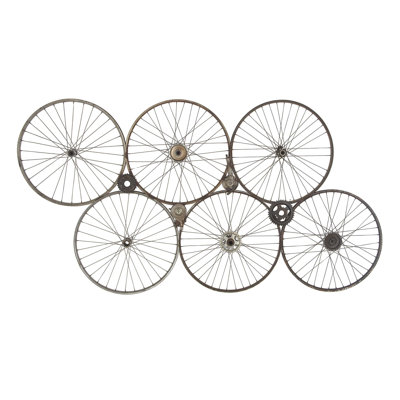 Industrial Rim and Crank Wheel Wall Décor