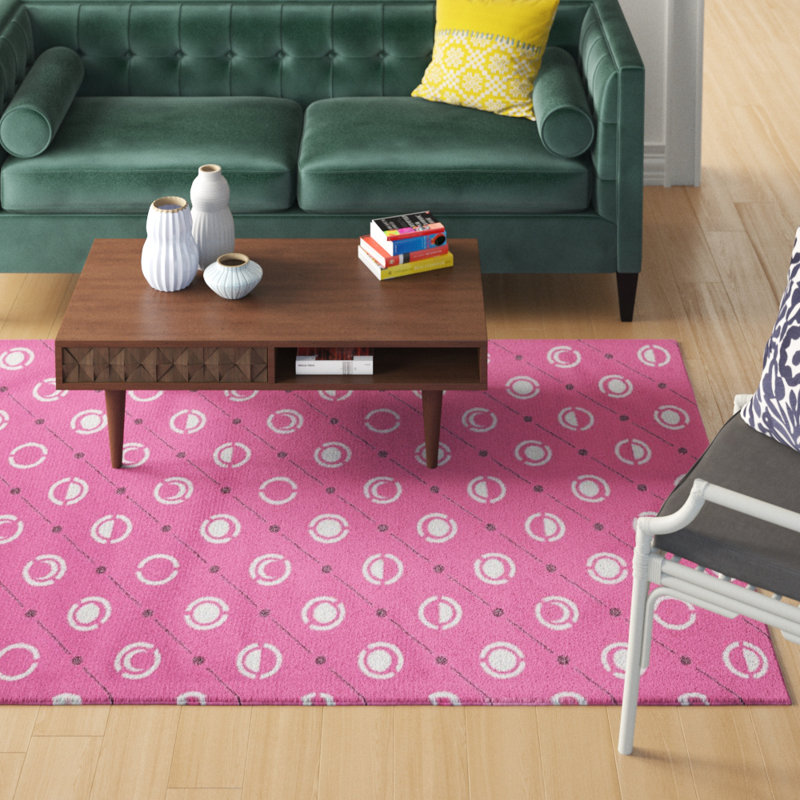 Rose Tapis décoratif phases de lune, Rectangle 5 pi x 7 pi