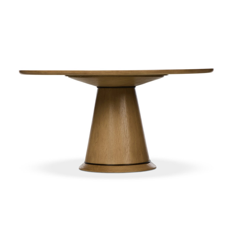 Round Oak Pedestal Dining Table, 30"H x 60"L x 60"W