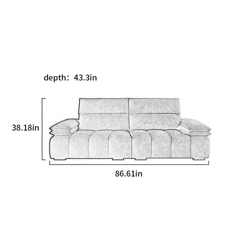 Canapé français simple et rétro, 2, H 38,18 po x l 86,61 po x P 43,3 po
