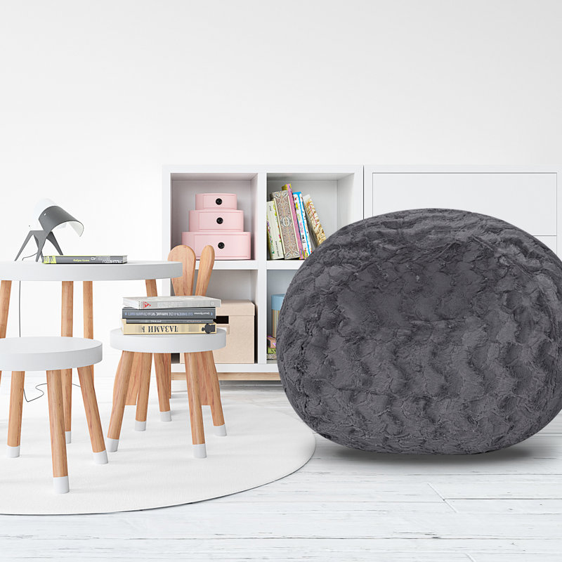 Fauteuil à billes en fausse fourrure gris, Gris