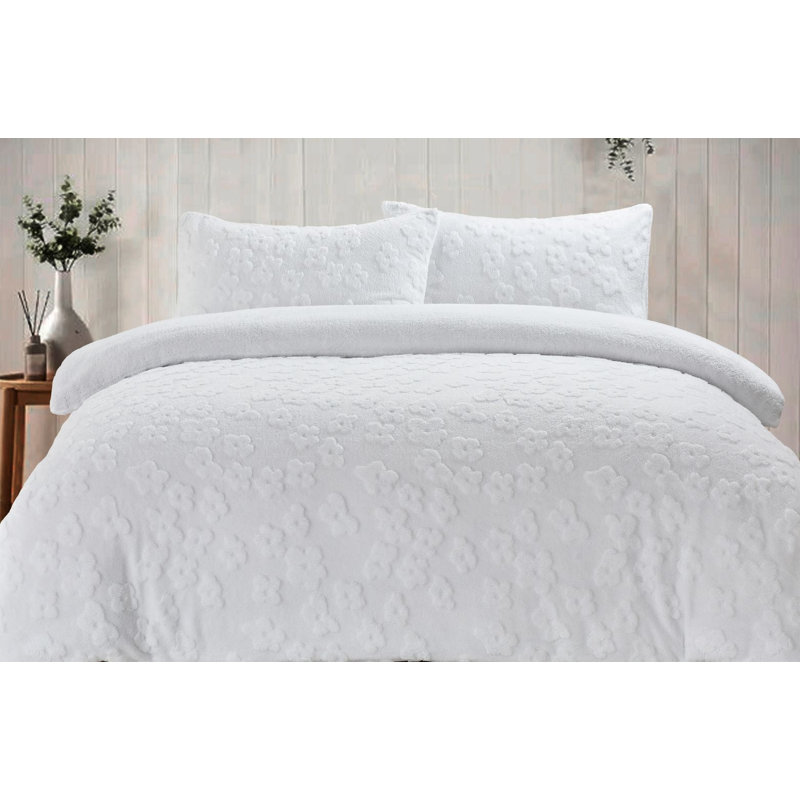 NZ Floral Duvet Cover Set with Pillowcases, Single, White