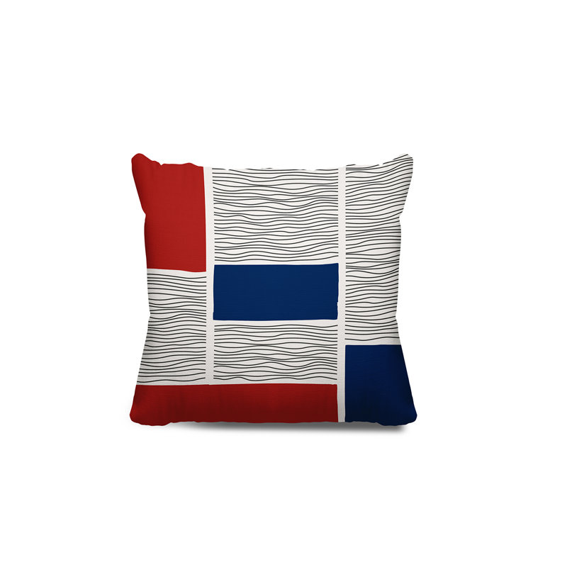 Coussin intérieur / extérieur Rapu, Rouge / beige / bleu marine, L 17 po x H 17 po
