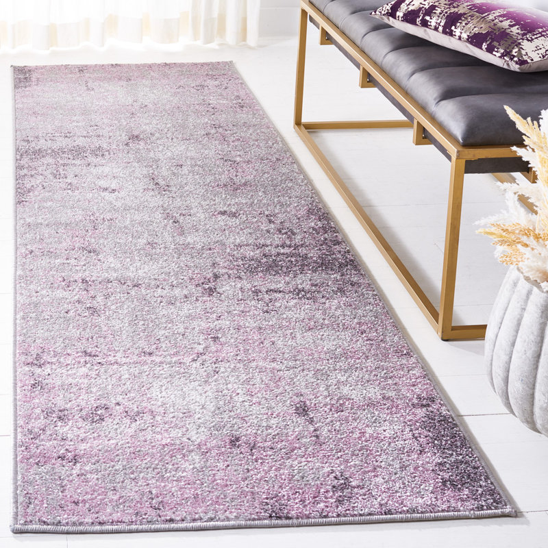 Riebe Light Gray/Purple Area Rug, Runner 2'6" x 8'