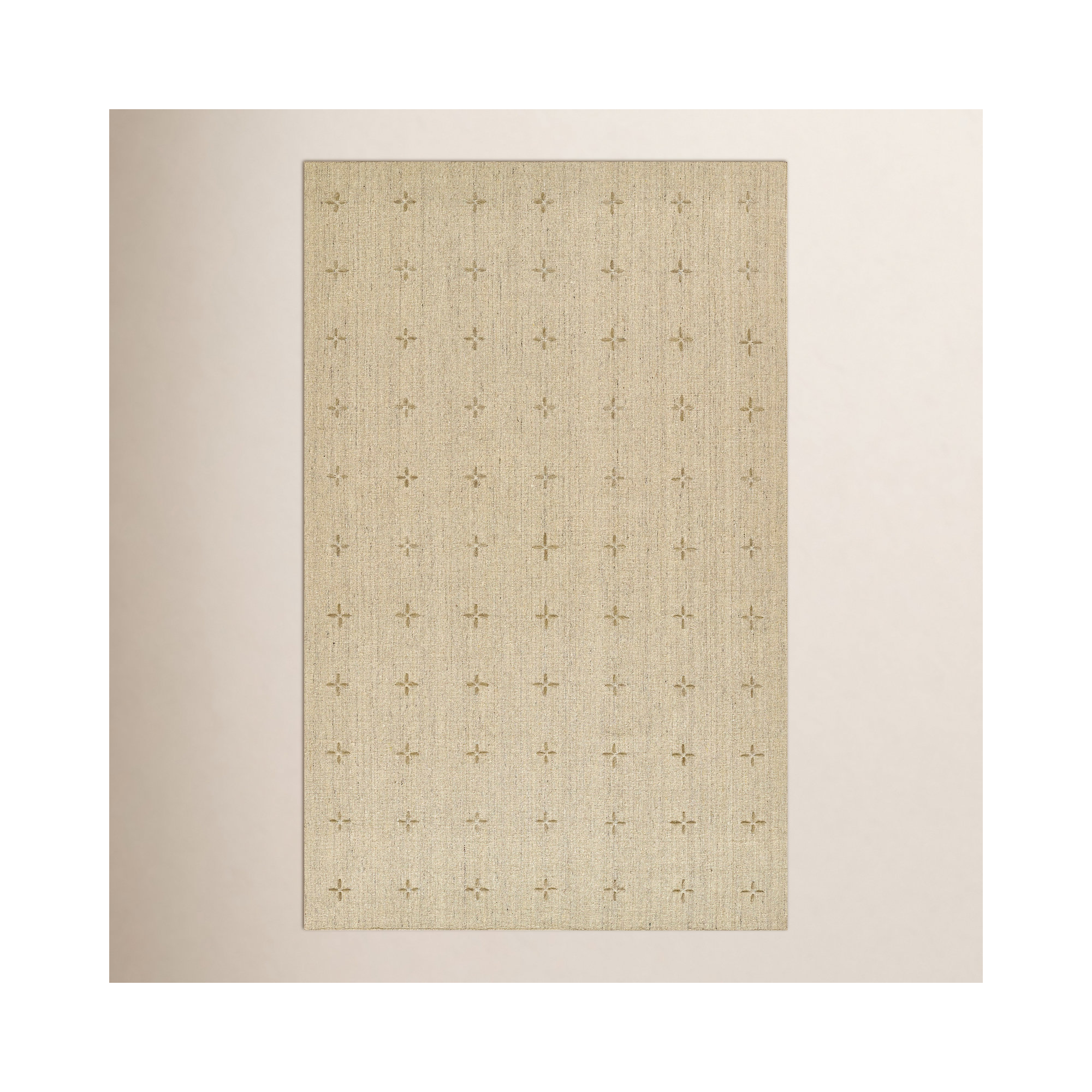Momeni Oliver Geometric Wool and Polyester Hand Loomed Natural Area Rug, Rectangle 3'6" x 5'6"