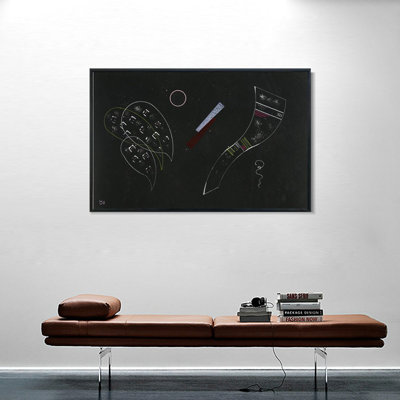 Reproduction d'art encadrée sur toile, imprimée en giclée, intitulée « Lourd entre deux lumières » de Wassily Kandinsky. Décoration murale pour salon, maison ou bureau (cadre mince noir, 61 x 91 cm).