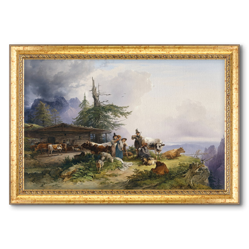 «An Alpine Farm on the Untersberg», 1835 - Frederick Gauermann - Toile encadrée sur mesure, 28x40 INNER SIZE, Framed Canvas