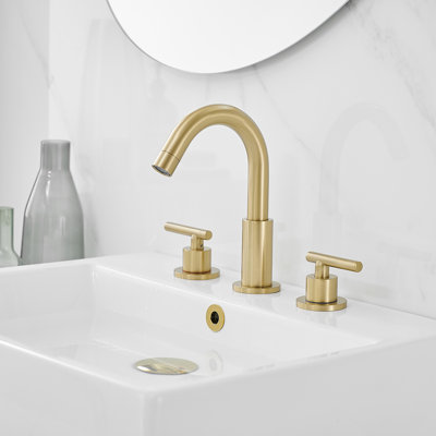 Swivel Brass Made Widespread Bathroom Sink Faucet With Drain Assembly