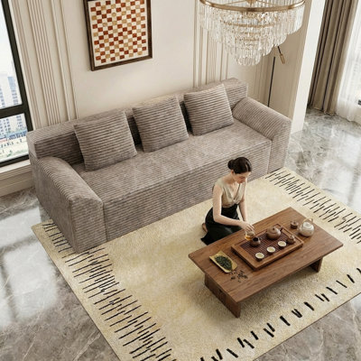 Boneless 3 Seater Boneless Couch for Living Room, Pure sponge rebound sofa, suitable for apartments and rental rooms No Assembly Required(71 inch diagonal armrest)