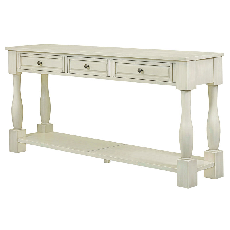 Console extra-longue de style méditerranéen avec tiroirs et tablette pour un rangement et une présentation élégants dans le vestibule ou le salon