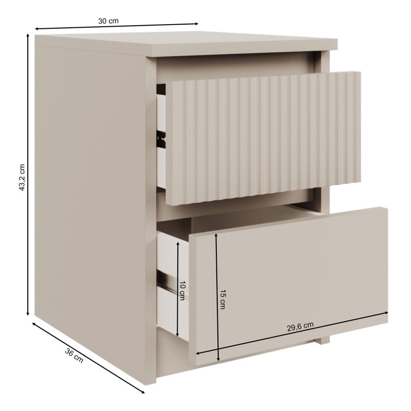 30cm W Manufactured Wood Bedside Table