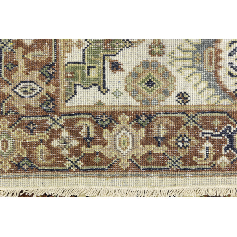 Oriental Handmade Hand-Knotted Rectangle 3' x 5' Wool Area Rug in Cream