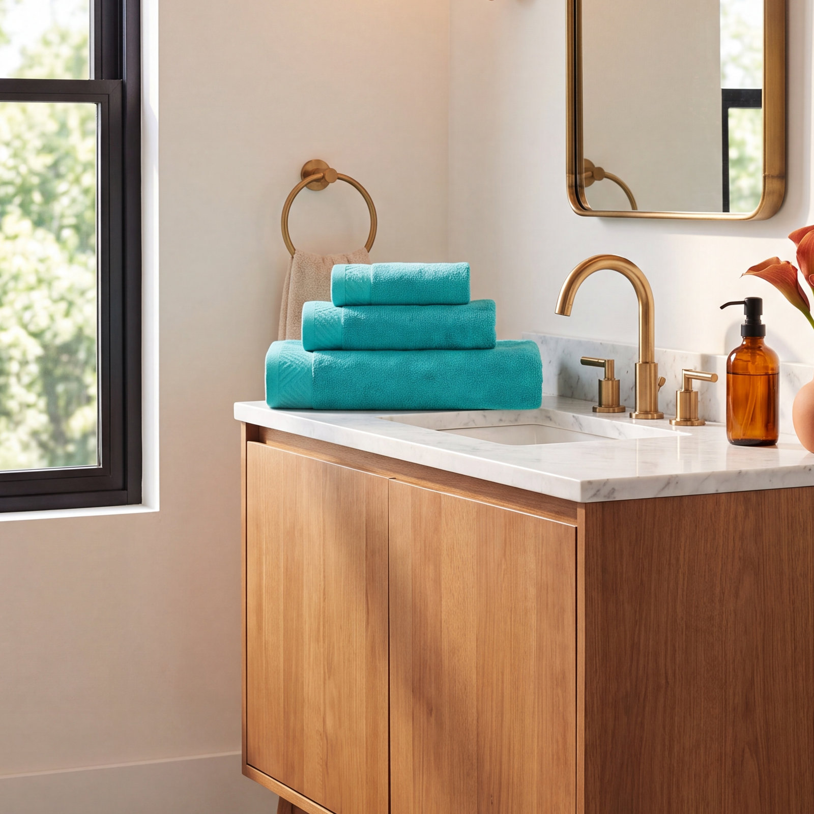 Olender 3-Piece Egyptian Cotton Towel Set, Turquoise
