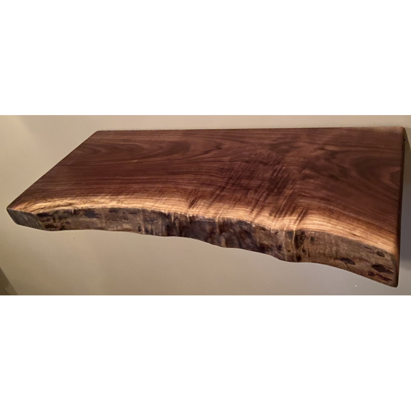 Walnut Floating Shelf with Live Edge, 2" H x 42" W x 12" D