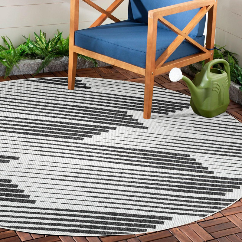 Tapis intérieur / extérieur d'extérieur moderne, Rond 13 pi 1 po