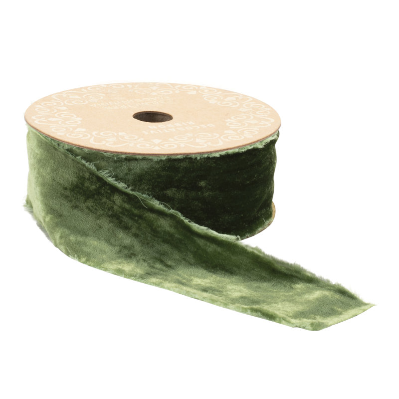 Ruban de velours à bord brut, H 2,5 po x l 360 po x P 2 po, Vert