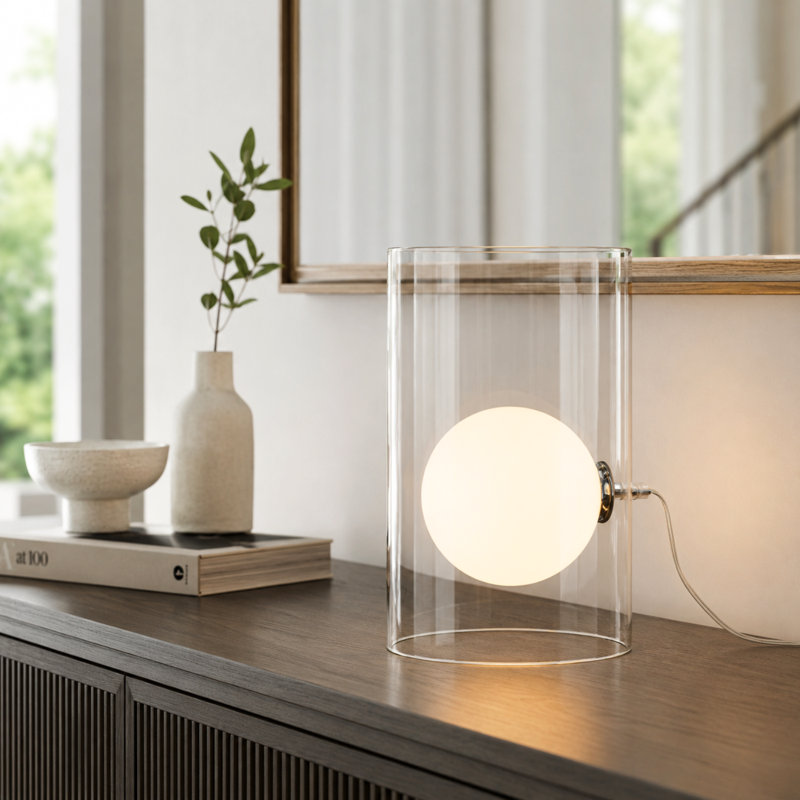 Lampe de table en verre Arniece, H 11,75 po x l 8 po x P 8 po