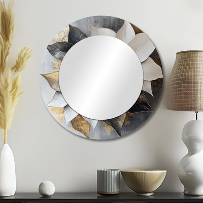 Crème et doré poinsettias Pure Form - Miroir mural décoratif floral - imprimé sur métal