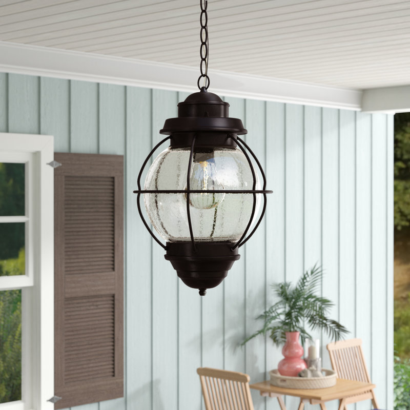 Luminaire suspendu d'extérieur 1 lumière H 13,5 po Basham, Bronze rustique