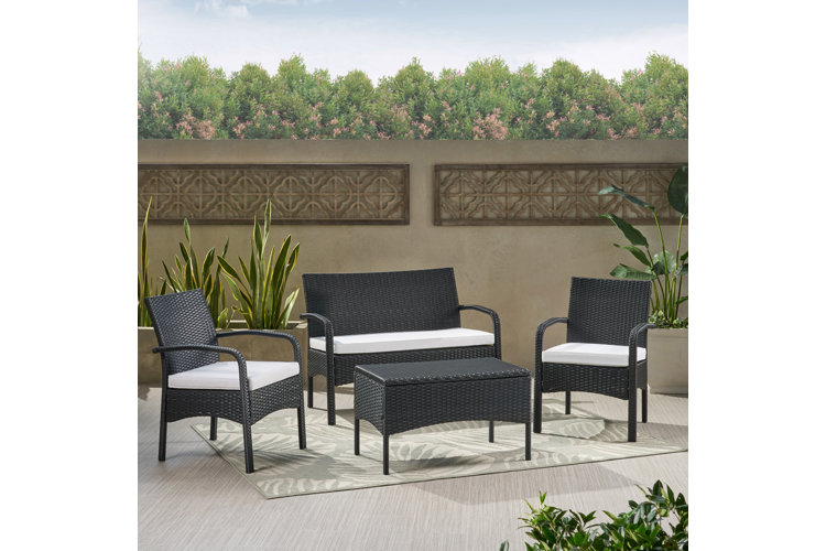 Berthony 4 Piece Rattan Sofa Seating Group with Cushions