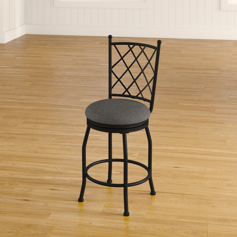 Karlov Swivel Upholstered Counter Stool with Metal Frame, Gray
