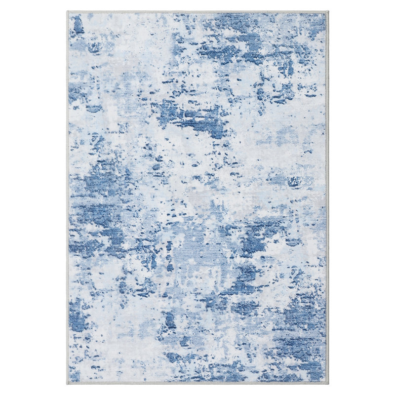 Abstract Machine Printed 160cm X 230cm Area Rug, Blue, Rectangle 160 x 230 cm