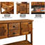 Console en bois massif, 48 po, aspect élégant, pour chambre à coucher - table d'appoint brune avec tiroirs, style rétro, grand