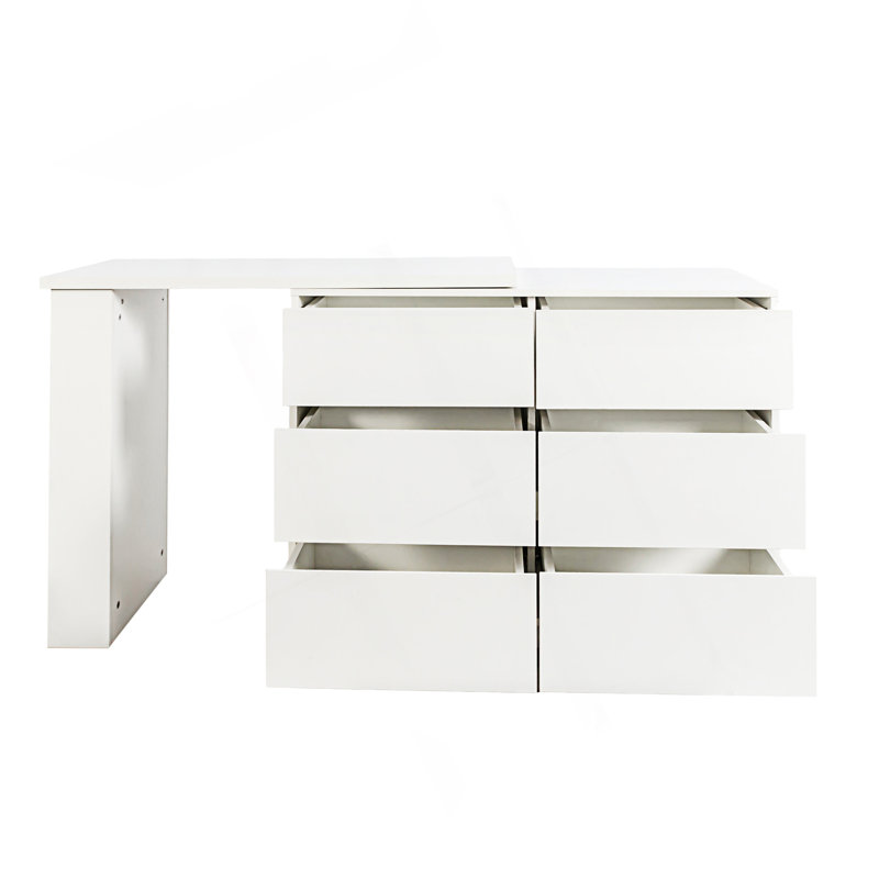 Bureau en L et meuble-lavabo en L avec 6 tiroirs