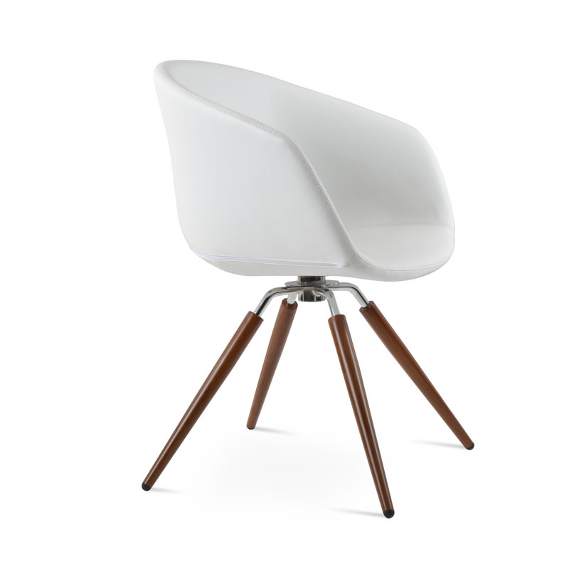 Fauteuil Tribeca, Noyer / Chrome, Blanc