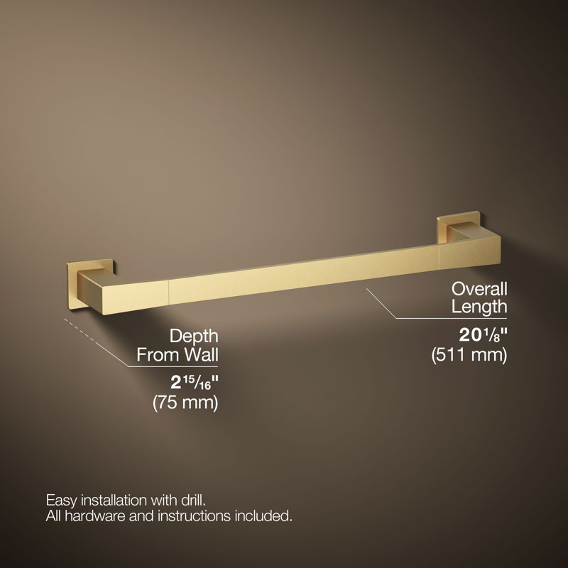 Honesty Towel Bar, Vibrant Brushed Moderne Brass, 18"W