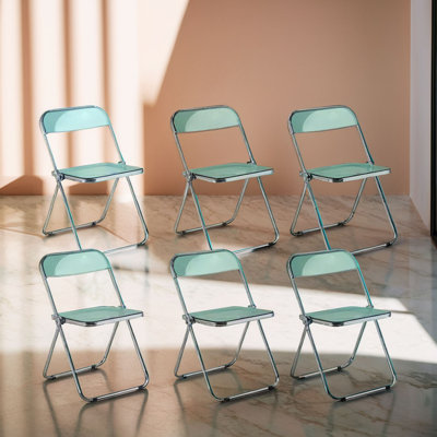 Acrylic Stackable Crystal  Waterproof Folding Chair (Set of 6)