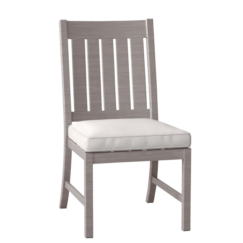 Club Patio Dining Side Chair with Cushions, Welt, Natural White, Oyster