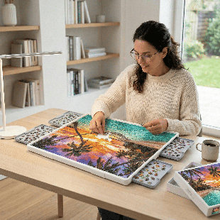 1500 Pieces Tilting & Rotating Puzzle Board with Drawers and Cover, 35"x27" Portable Spinning Plastic Jigsaw Puzzle Table , Upgraded Lazy Susan
