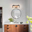 Luminaire de salle de bain à intensité variable Modern Farmhouse avec verre ensemencé et contre-plaque en placage de bois-179862210-176119489