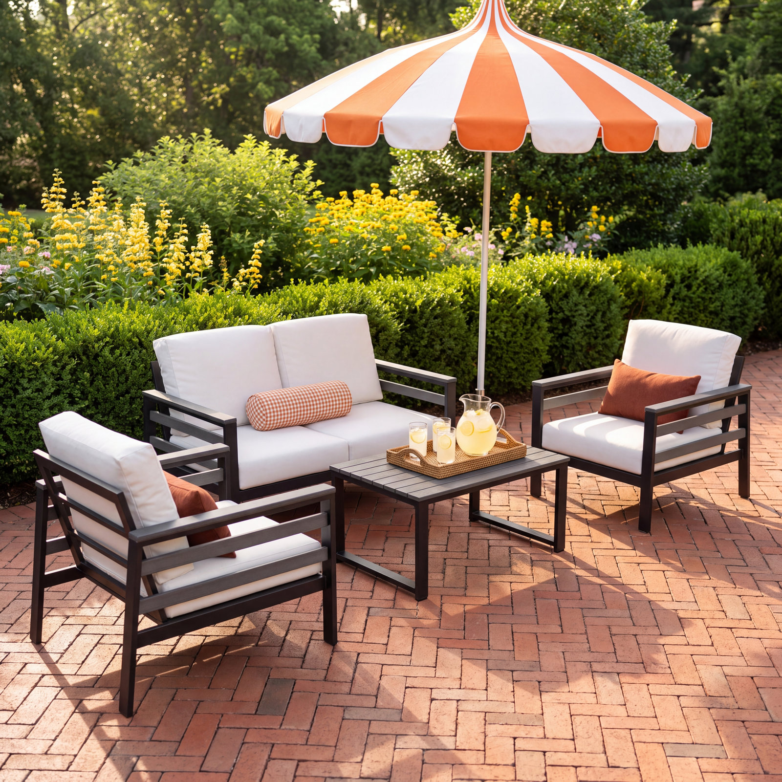 Townsend 4-Person Sunbrella® Patio Seating Group, Sunbrella Canvas Natural