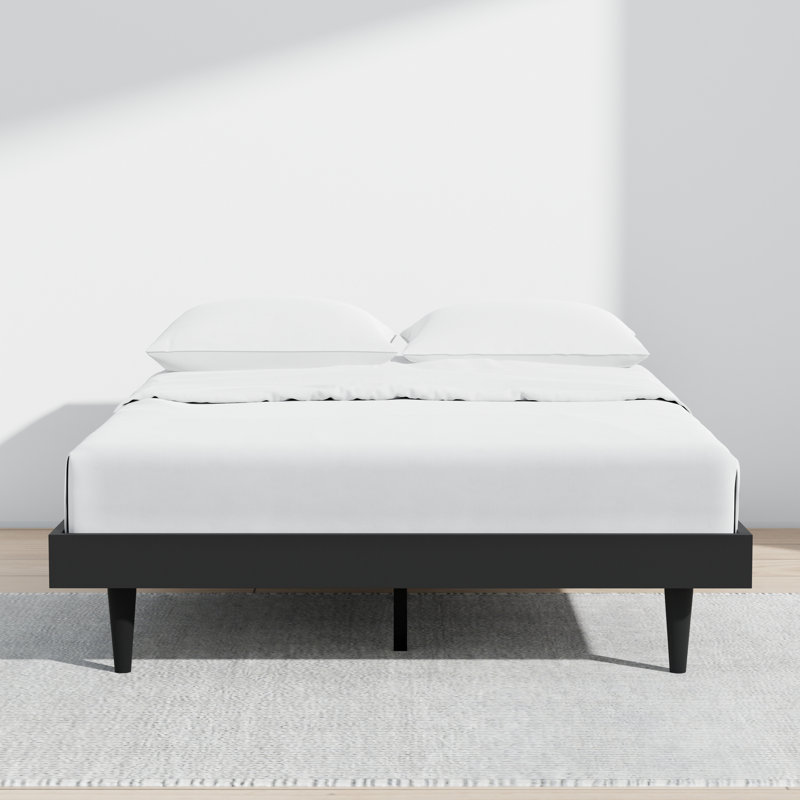 Wojcik Modern Wooden Bed Frame, Black, Full