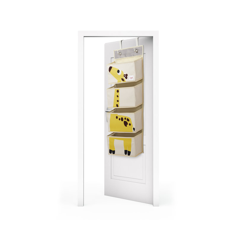 3 Sprouts - Children's Nursery Over the Door Organizer with Hooks - Giraffe