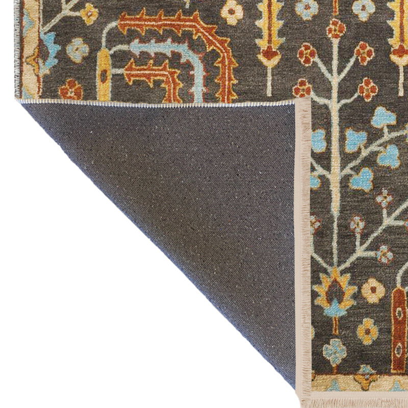 Tapis décoratif multicolore à motif frangé et à motif traditionnel, Rectangle 4 pi 11 po x 9 pi 10 po