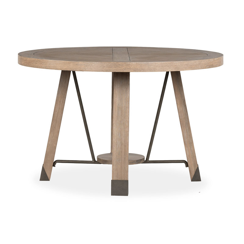 Delacruz Acacia Round Solid Wood Base Dining Table