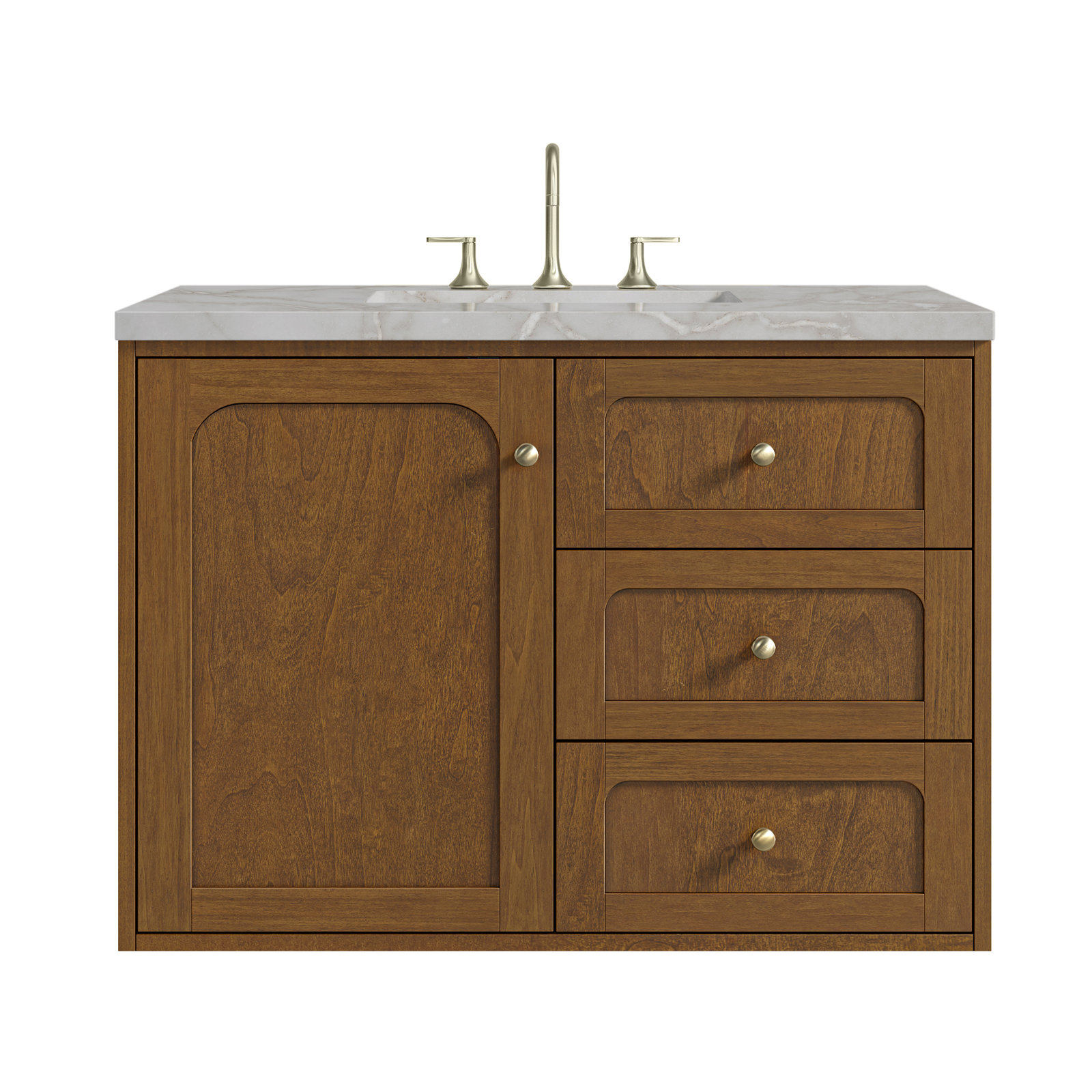 Laurent 36'' W Single Vanity, Victorian Silver, 8" Widespread, Honey Brown