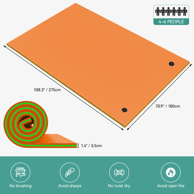 Tapis flottant 3 couches Balconera, H 1,4 po x l 108,3 po x P 70,9 po, Orange/vert