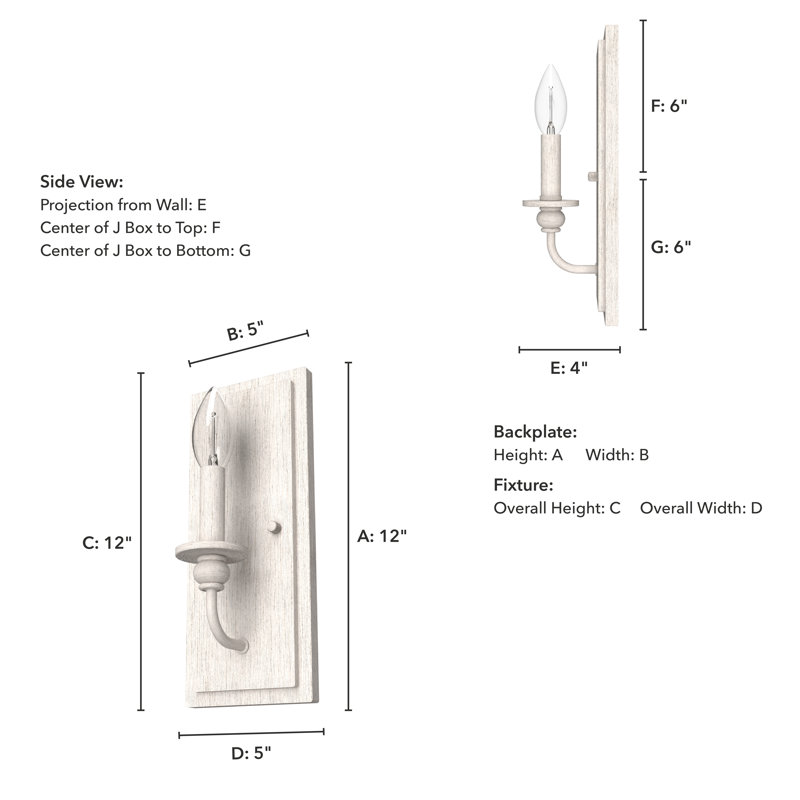 1 - Light Dimmable Candle Wall Light, Distressed White