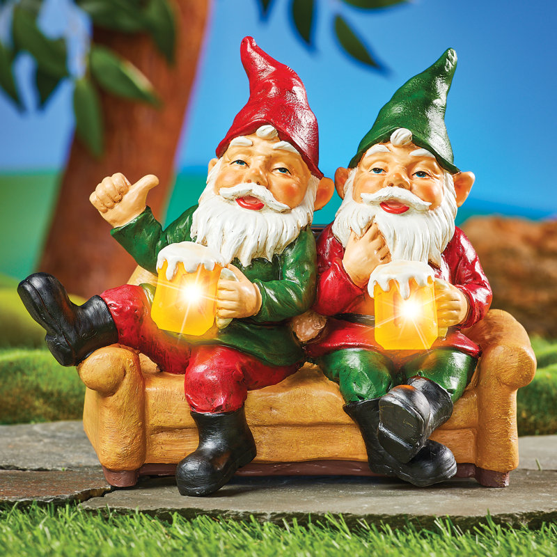 Solar-Powered Resin Garden Gnomes with Light-Up Beer Mugs