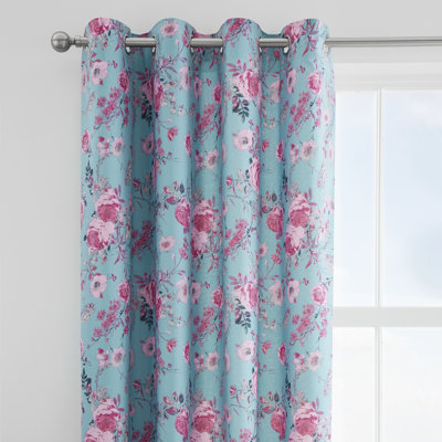 Hexagon Floral Eyelet Room Darkening Curtains